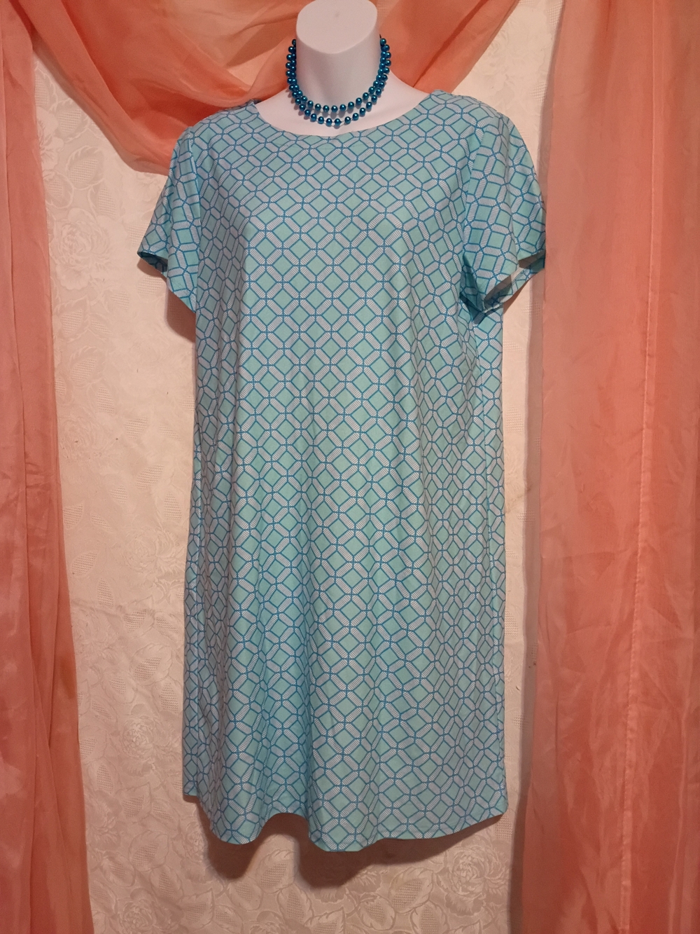 Jude Connally Light Blue Geometric Midi Dress